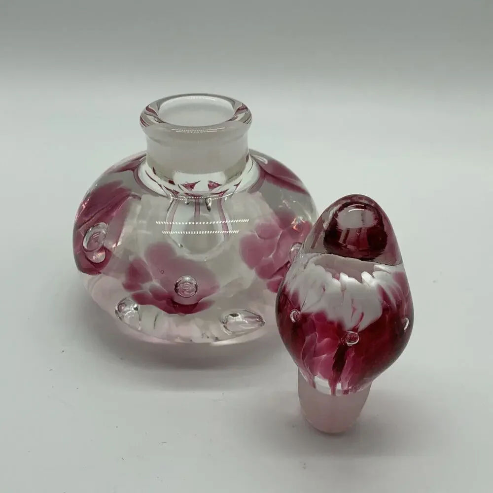 Vtg Joe Rice Perfume Bottle Cranberry Trumpet Flower Bullicanti - Picture 3 of 12